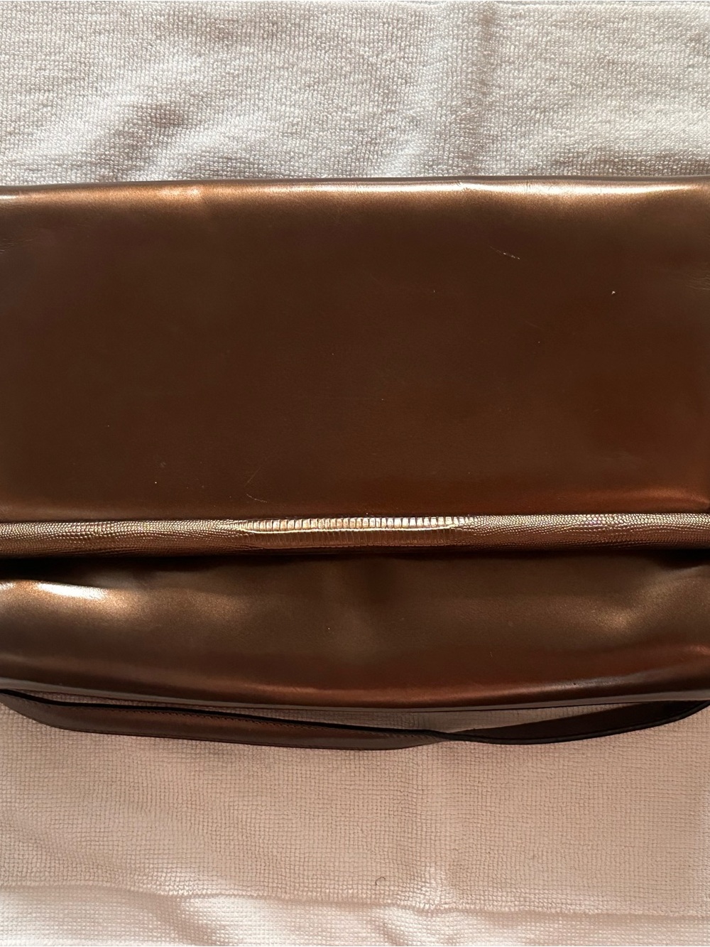 Classic Fold-Over Women's Bag in Metallic Bronze